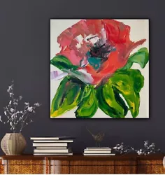 Buy Monet Style  Floral Abstract Original Oil Painting On Canvas 25cmX 25cm Peonies • 60£