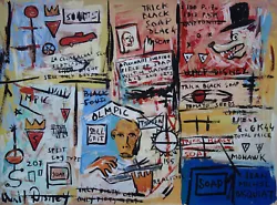 Buy Fine Unique Painting – Expressive Composition, Signed Jean Michel Basquiat W COA • 710.42£