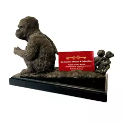 Buy Card Holder Statue Hard Cast Metal Gorilla W Baby Apes Figurine • 39.92£