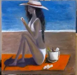 Buy  Text On The Beach   Oil Painting, On Canvas, Original Painting • 35£