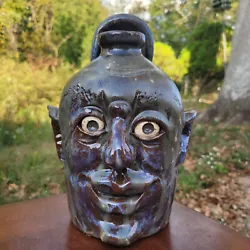 Buy Folk Art Pottery Face Jug With Pointy Ears By Savannah Craven | 10  X 7  • 115.70£