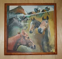 Buy Large Original Felicity Priest 2000 Signed Oil Painting Lynda's Five Race Horses • 2,350£