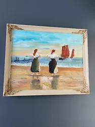 Buy Vintage Mid Century Oil Painting Cornish Seascape Boats Framed Signed Original • 9.99£