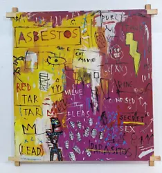 Buy Jean-michel Basquiat Acrylic On Canvas 1982 With Tied Wood Supports 39 X 37 In. • 373.63£