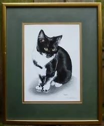 Buy Charming ELAINE WALKER Framed OIL Pet Cat Portrait Of Black & White Cat  TOOTS . • 110£