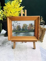 Buy Vintage Antique Style Miniature Wood Framed Oil Painting • 12£