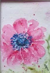 Buy Aceo Watercolour Pink Anemone By Yvette New Work For 2023 Original Unique • 2.75£