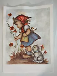 Buy Vintage Hummel Lithograph Girl Cat Evans Print Art Picture 9x11  • 5.62£