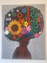 Buy African AFRO Acrylic Canvas Art Black Women Local Artist Lincolnshire  • 190£