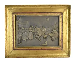 Buy Vintage Bronze Plaque Dutch Master Genre Scene Tavern Wedding Dancer & Dog • 374.42£