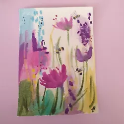 Buy Aceo Floral Abstract Loose With Bees By Yvette New Work Original Watercolour  • 3£