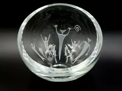 Buy Wagner Art Glass Native American Style Etched Glass Half-bowl Sculpture • 107.45£