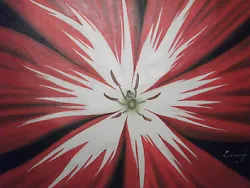 Buy Abstract Red White Flower Minimal Large Oil Painting Canvas Modern Contemporary • 11.95£