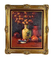Buy Vintage Impressionist Still Life Painting Vase With Flowers Fruit Signed Harper • 564£