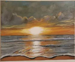 Buy Original Sunset Seascape Hand Painted On Canvas, Home Decor Painting, 36 ×28 Cm • 42.77£