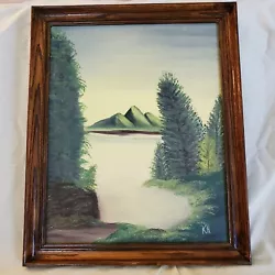 Buy Vintage Oil On Canvas Painting Signed By KH 18 X 22  Landscape Framed Mountain  • 48.79£