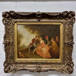 Buy Antique 19th Century Oil On Canvas Follower Nicolas Lancret Figures Under Tree • 495£