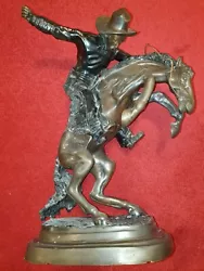 Buy Bronze Bronco Buster Cowboy On A Horse. Statue. Carving. 22.8kg Very Heavy. • 290£