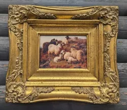 Buy Sheep In Highland Old Chunky Gilded Framed Artwork  Picture Oleograph  • 124£