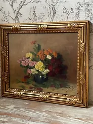 Buy Beautiful Late 19th / Early 20th Century French Floral Oil On Wood • 99£
