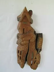 Buy Vintage Carved Cottonwood Bark Driftwood House Castle Wall Art Gnome House Art • 50.08£