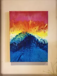 Buy 'Sunset Dolphins' Original Handmade Unique Fluid Art Acrylic Painting 30x40cm • 45£