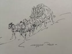 Buy MARJORIE REED DRAWING LISTED FAMOUS  Sketch BUTTERFIELD STAGECOACH Horses Rare • 680.40£