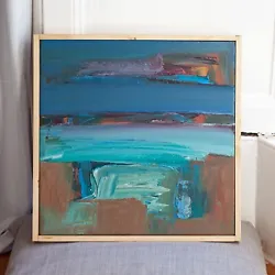 Buy ORIGINAL Abstract Seascape Oil Painting - Beach Sky - Framed Canvas 16  X 16  • 275£