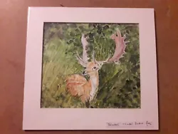 Buy   BEWARE   (Male Deer) Original Watercolour By Clare Swain. 2020 - Local Artist • 45£