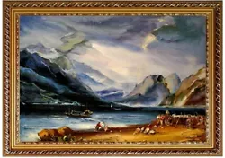 Buy Oil Painting Lake Thun, Mountain Lake, William Turner Mountain Landscape, Hand Painted, F:50x70 Cm • 197.27£