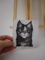 Buy Cat Painting Vintage Style Small Painting Cardboard  • 8£