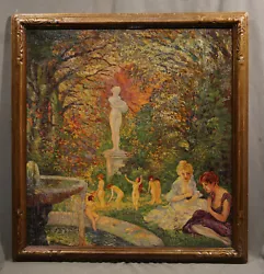 Buy 19th Century French Beautiful Colorful Depiction Of Ladies Bathing • 9,449.94£