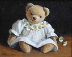 Buy Beautiful Original Deborah Jones Teddy Bear Oil Painting. Signed, Gallery Label • 300£