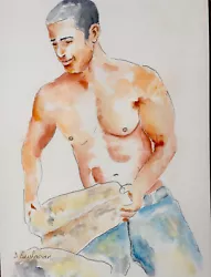 Buy Original Nude Man Of Interest Gay Watercolour  Not Print  Certificate Signed • 57.88£