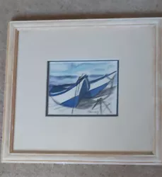 Buy BOAT SHAPES I Original, Signed, Mounted And Framed Acrylic With Charcoal • 145£