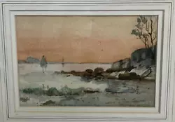 Buy Antique Watercolour Painting Coastal Sunset By William Ewart Lockhart 1846-1900 • 145£