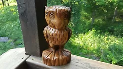 Buy Vintage Retro Hand Carved Wooden Owl Handmade Natural Wood Grain Color  • 53.98£