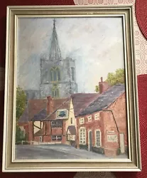 Buy Oil Painting - Church & High St Scene - Signed Sheila Pargolas ? • 39.71£