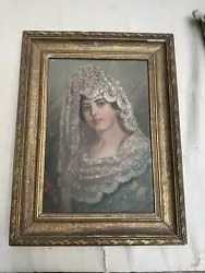 Buy Late 19th Century Antique Painting On Wood Panel Portrait Of Young Spanish Woman • 325£