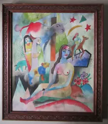 Buy Mid Century Female Nude Surrealist Watercolour Painting Marc Chagall Interest • 425£