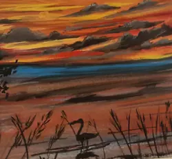 Buy Original Landscape Sunset Painting , Hand Painted, Home Decor A6 • 6.77£
