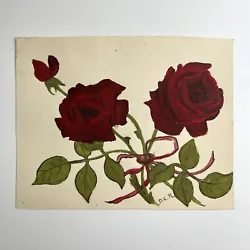 Buy Antique Floral Painting Still Life Flowers Roses Watercolour 1910’s • 12.99£