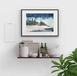 Buy Original New Watercolor Painting ”Winter Night” 60$ Home Decor Art Gift • 46.01£