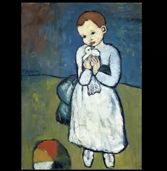 Buy Pablo Picasso Child With A Dove PHOTO Art Print Of 1901 Painting, BLUE PERIOD • 5.46£