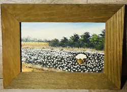 Buy Vintage Oil Acrylic Painting Cotton Field Barnwood Frame 13.5” X 9 7/8” • 25.21£
