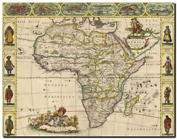 Buy Vintage Illustrated Old World Map Of Africa And Tribes CANVAS PRINT 24 X18  • 17.91£