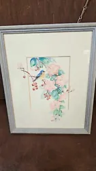 Buy F/G/S V.Cheny Chinese Watercolour Artwork Ft. Blue Tit On Cherry Blossom • 1£