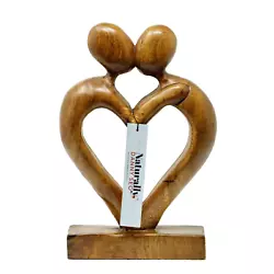 Buy Naturally Danny Seo Handmade Heart Couple Sculpture Acacia Wood Carving Thailand • 4.99£
