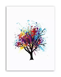 Buy Paint Splat Abstract Tree Rainbow Picture Canvas Art Print • 13.99£