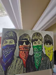 Buy  The Beatles  Banksy, Bandana,  , Rare , Picture Paint Art ,on Canvas 16 X12  • 22.50£